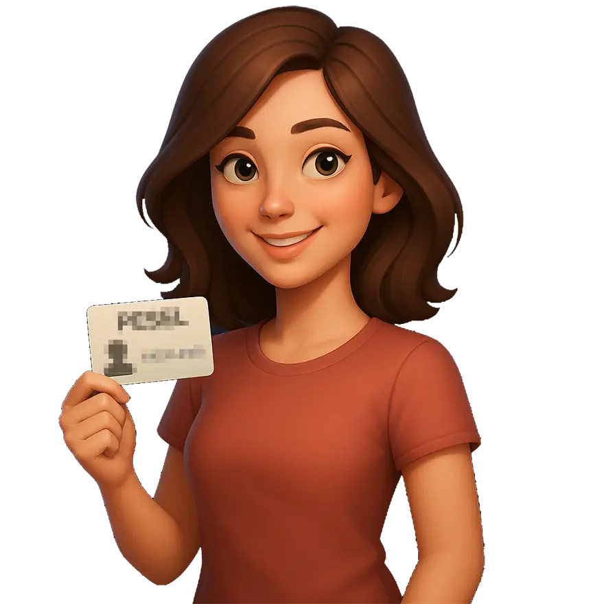 Girl holding PESEL card
